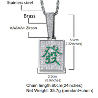 Collier YYN Tendance Hip-Hop Européen et Américain avec Pendentif Zircon Carré Motif Mahjong et Chaîne en Cuivre