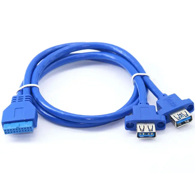 2 Portas USB 3.0 Tipo A fêmea para 20 Pin Header Motherboard Cabo Adaptador Cabo