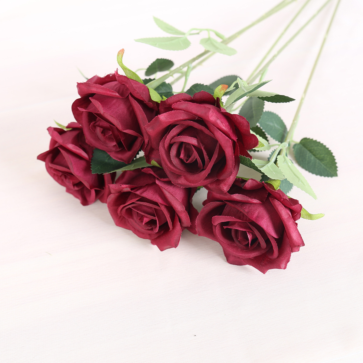 Wine red single rose-silk cloth