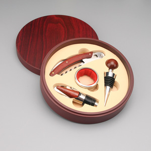 Rượu vang đỏ mở chai Bộ quà tặng hình tròn Hộp rượu corkscrew Stopper <span class=keywords><strong>pourer</strong></span> - Product Image 4
