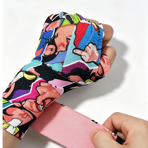 Bandages de boxe imprimés de dessins animés colorés, haute élasticité, équipement de protection pour l'entraînement toutes saisons - Product Image 1