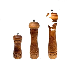 Penggiling garam dan lada, penggiling merica Manual kayu ek alami, penggiling bumbu genggam, inti penggiling keramik BBQ