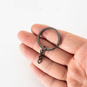 Anneau porte-clés fendu <span class=keywords><strong>de</strong></span> 25 mm avec chaîne, anneaux métalliques avec anneaux ouverts, broches à œil à vis, fermoir à homard pour porte-clés, pendentif, artisanat - Product Image 1