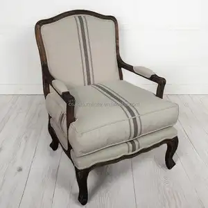 Francese provinciale mobili soggiorno classico sacco di lino tessuto di lino antico poltrona
