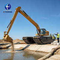 Excavatrice amphibie sur chenilles haute performance de 30 tonnes avec moteur Cummins, flottante pour la construction de bassins en eau peu profonde