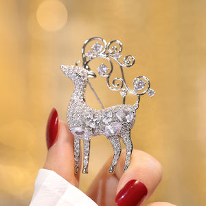 <span class=keywords><strong>Broche</strong></span> en cuivre et Zircon magnifique, pour femmes, excellente qualité, bijoux en or, mouton, cerf, coloré - Product Image 2