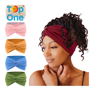 Top One High Quality Thin Adult Oversized Turban Style <b>Hairbands</b> Embellished Knotted Performance Workout Headbands Dry Grip - Product Image 1