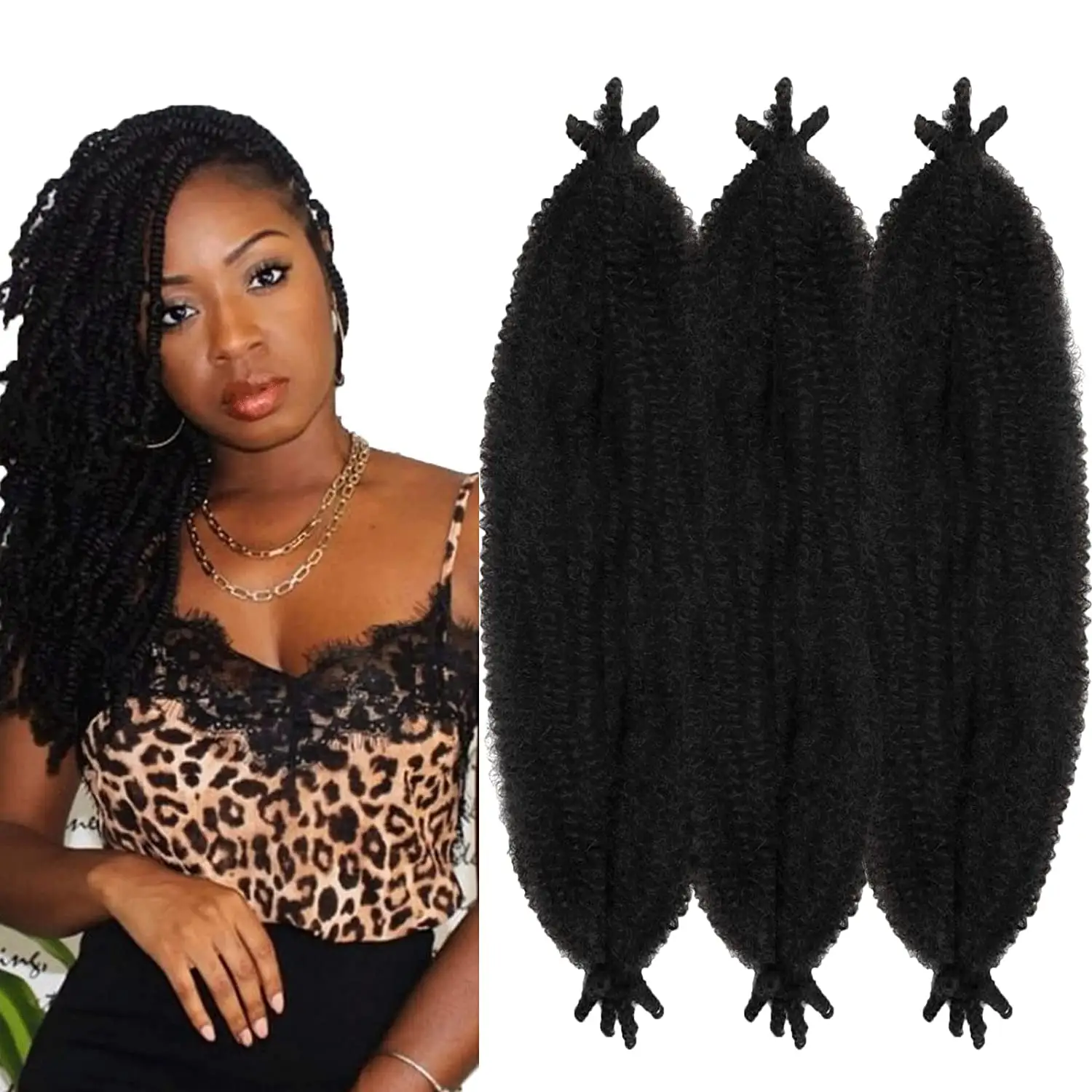 Cabelo torção afro pré-separado de pulverização, torção pré-embaçado, ótimo para proteção, marley, crochê, trança, cabelo para mulheres