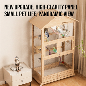 Cage à oiseaux XL en bois et métal pour l'extérieur, directement de l'usine, pour bulbules et parakeets, avec base mobile, cage d'élevage domestique - Product Image 2