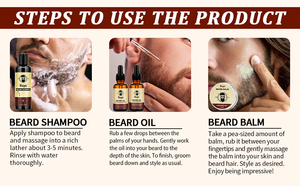 Kit de soin de la barbe en gros, huile à barbe volumisante, favorise la croissance de la barbe, shampoing à barbe, anti-démangeaisons, anti-pelliculaire, produit de soin de la barbe - Product Image 6