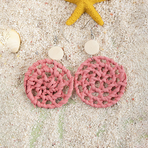 Boucles d'oreilles clous élégantes en rotin tressé à la main style ethnique bohème 2025 pour <span class=keywords><strong>femme</strong></span> – Idée cadeau tendance - Product Image 4