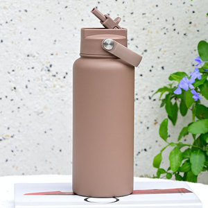 Leak-proof 32oz Stainless Steel 4-in-1 Straw Lid Water Bottle 1000ml Vacuum Insulated Anti-dust Travel <b>Flask</b> for Hiking Cycling - Product Image 1