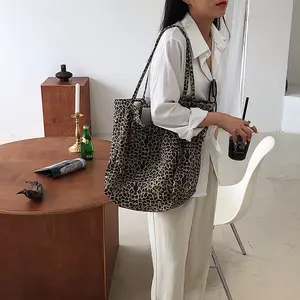 Low Cost Tote Bags Leopard Slim Straps Women Tote Bags