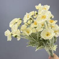 Fleurs en soie de qualité supérieure, pavots artificiels floqués pour la décoration de la maison