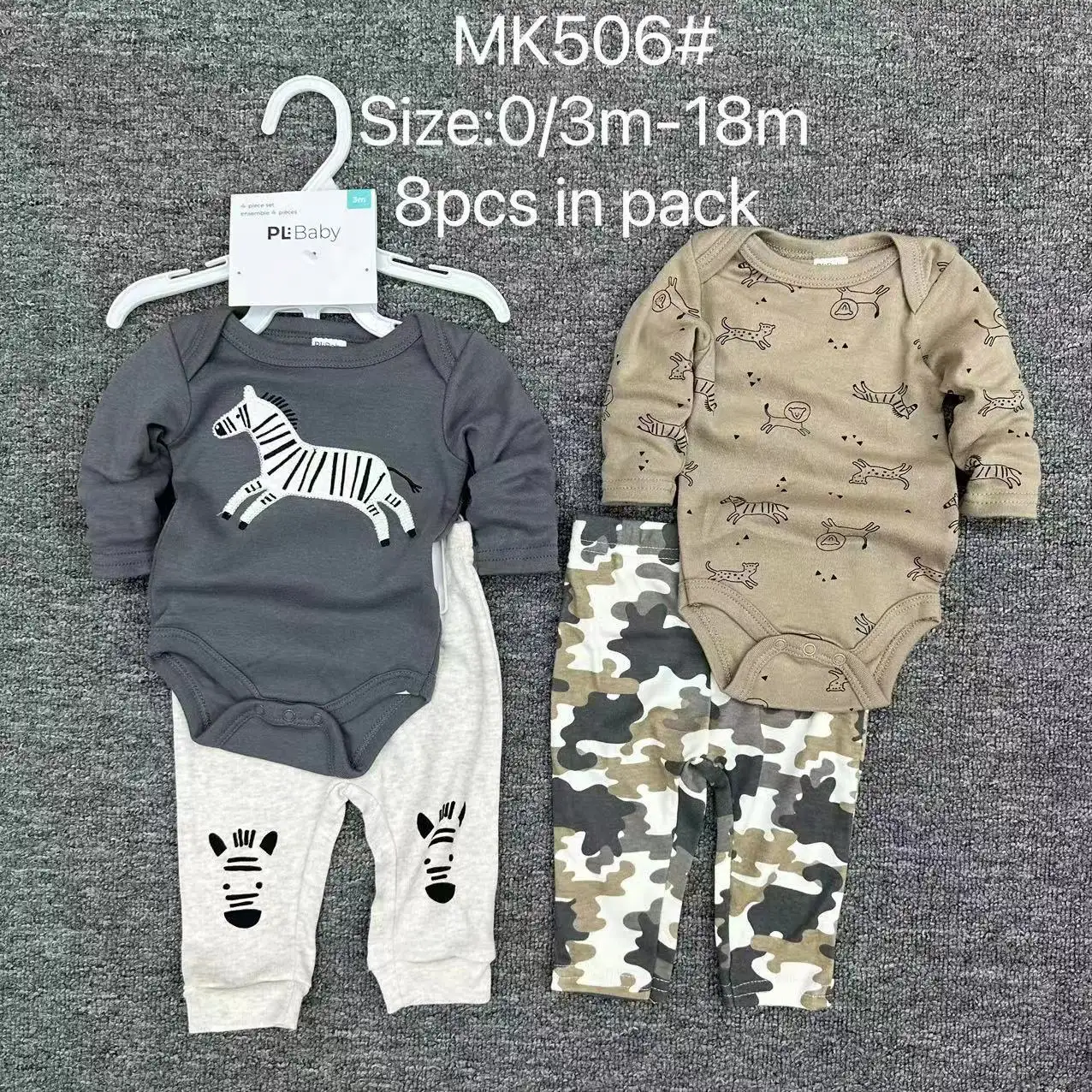 Wholesale newborn overall clothes Pure Cotton Comfy baby Jumpsuit long sleeve rompers for baby 4 piece set infant long sleeve