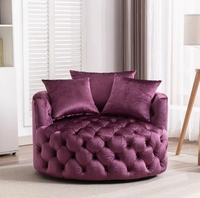 Fauteuil de détente rotatif en tissu américain avec bouton de traction, canapé rond paresseux pour grand salon, réglable pour le mobilier de maison