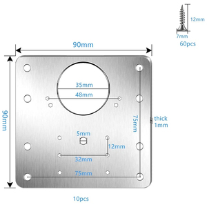 1 pièce Plaque de réparation de charnière en acier inoxydable pour charnières de meuble, quincaillerie de mobilier, plaque de fixation de porte avec vis - Product Image 1