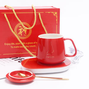 แก้วเซรามิคอุณหภูมิคงที่อัจฉริยะ ลายกลุ่มดาวราศีกุมภ์ พร้อมฝาและช้อน ชุดของขวัญอุ่นร้อน 55 องศา - Product Image 2