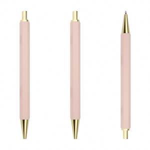 Stylos à bille rétractables personnalisés, impression couleur, hexagonaux - Pointe moyenne 1 mm, encre noire pour usage de bureau - Idéal pour les hommes et les femmes - Product Image 4