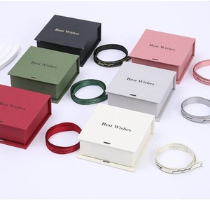 Custom Eco-friendly Square Pattern Small Jewelry <b>Box</b> Ribbon Decorated Necklace Ring <b>Gift</b> Packaging for Jewellery - Product Image 3