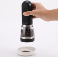 Moulin à sel et à poivre électrique rechargeable 2 en 1 à main, en plastique, avec charge USB et lumière