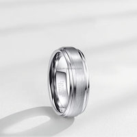 Poya 7mm finition brossée argent tungstène anneau Double bords biseautés haute poli confort Fit Design unisexe hommes anneaux de mariage