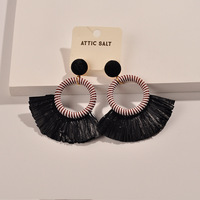 Pendientes de Aleación de Zinc con Flecos de Crochet Estilo Boho, Juego de Joyería Vintage con Borlas Largas Hechas a Mano, Unisex