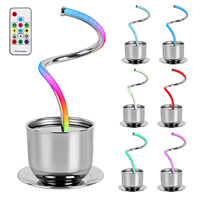 Lámpara de Mesa LED RGB de Aluminio Moderna y Contemporánea con Pantalla en Forma de Taza de Café, Control Remoto, Recargable por USB, Regulable