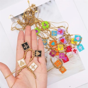 Nuova catena d'oro perline regolabile a mano occhio fortunato Charm Miyuki perline Boho estate spiaggia ciondolo collana per donna uomo - Product Image 1