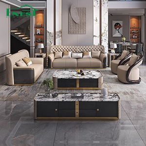 Set di Divani in Vera Pelle di Lusso Stile Italiano Minimalista per Soggiorno, Divani Componibili a L Moderni, Arredamento di Alta Gamma per <span class=keywords><strong>Suite</strong></span> e Ville - Product Image 3