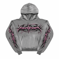 Sweat-shirt homme 100% coton 420 GSM coupe ample avec imprimé roses de luxe, manches larges et épaisses, effet 3D, haute couture
