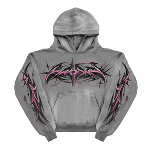 Sweat-shirt homme 100% coton 420 GSM coupe ample avec imprimé roses de luxe, manches larges et épaisses, effet 3D, haute couture - Product Image 1