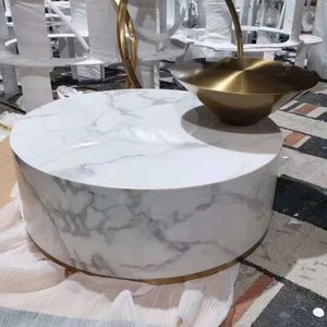 Nuevo diseño de muebles para sala de estar, <span class=keywords><strong>mesa</strong></span> de centro <span class=keywords><strong>baja</strong></span>, <span class=keywords><strong>mesa</strong></span> auxiliar <span class=keywords><strong>redonda</strong></span> de dos capas de mármol negro, Metal dorado para salón - Product Image 6