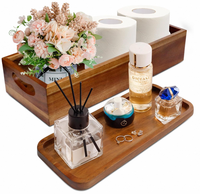 Ensemble de plateaux de rangement en bois d'acacia naturel sculpté, écologiques, résistants à l'humidité, les mieux notés, pour salle de bain et salon