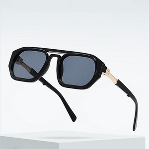 Lunettes de soleil polygonales punk vintage 2025 personnalisées avec logo, double pont, carrées, pour hommes et femmes, protection UV400 - Product Image 1