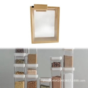 Cross-border household multi-functional wooden storage box, <b>kitchen</b> wooden bean storage box, creative solid wood grain dispenser - Product Image 3