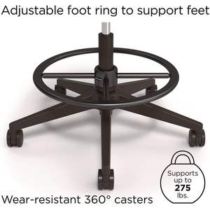 Alera Kempton Tabouret de bureau ergonomique avec dossier en maille, chaise de dessin technique réglable en hauteur avec accoudoirs réglables, repose-pieds et supports annulaires 275 - Product Image 6