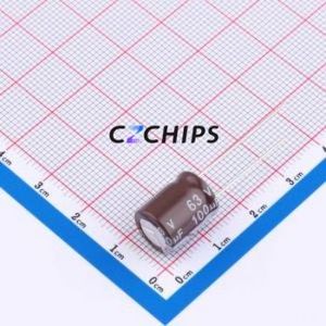 DHG063M107H130S1AA ตัวเก็บประจุอลูมิเนียมอิเล็กโทรไลติกผ่านรู D10xL13mm 20% 63V 750mA-100kHz - Product Image 1