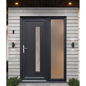 <span class=keywords><strong>Porte</strong></span> d'entrée double moderne personnalisée en PVC pour l'<span class=keywords><strong>extérieur</strong></span>, <span class=keywords><strong>porte</strong></span> à battants en verre commercial en PVC - Product Image 1