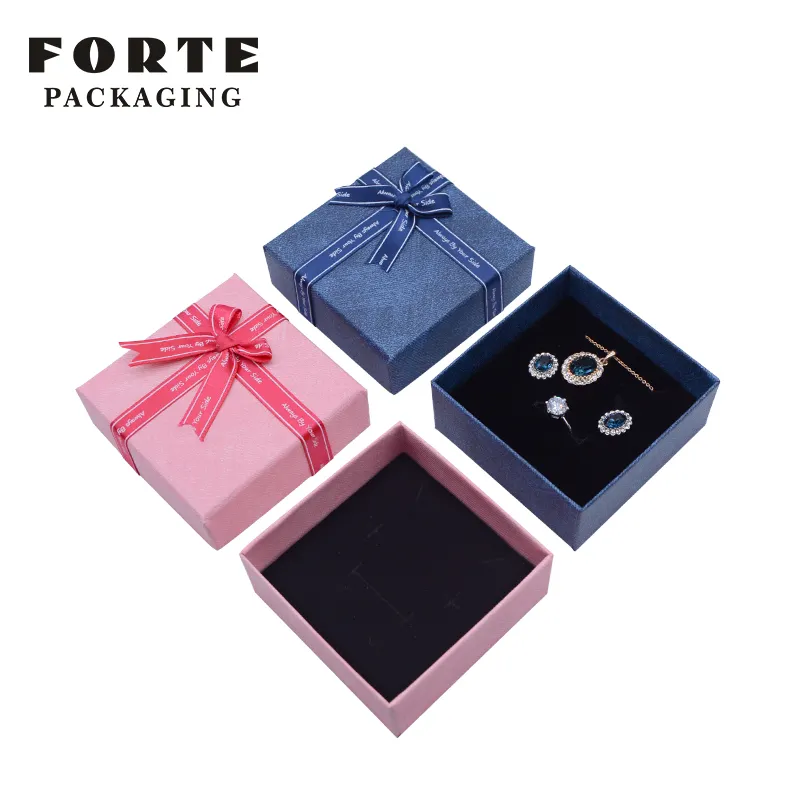 FORTE Pink Grosir Cantik Kotak Penyimpanan Perhiasan Kemasan Kotak Hadiah Unik dengan Pita