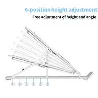 Support portable pliable en alliage métallique 2025, réglable en hauteur sur 6 positions, avec patins antidérapants en silicone, pour ordinateur portable/tablette/iPad de 10 à 17,4 pouces