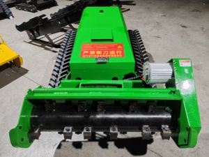 Industrial Cordless Tracked <b>RC</b> Lawn Mower Robot All Terrain Remote <b>Controlled</b> Land Clearing Machine Cylinder Blade 9000W - Product Image 2