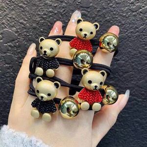 Cartoon Bear Hair Ties High Elasticity Black Red <b>Magnetic</b> Casual Headdress Spring 2021 Jinhua - Product Image 1