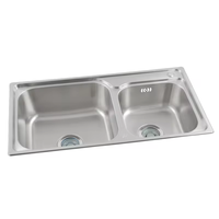 Vente chaude Style Moderne En Acier Inoxydable 304 Double Bol Évier De Cuisine Multifonctionnel avec Robinet Deux Trous