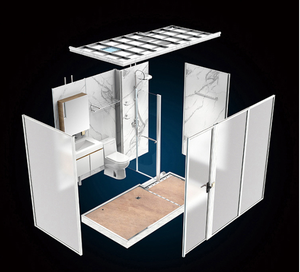 Kamar mandi prefabrikasi mewah siap dibuat Unit kamar mandi lengkap kamar mandi terintegrasi dengan bak mandi - Product Image 6