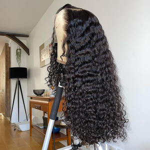 Peluca frontal 13x6 de ondas de agua, castaño chocolate, sin pegamento, transparente, para gorra, textura afro rizada, estilo liso, cabello <span class=keywords><strong>humano</strong></span> virgen. - Product Image 1