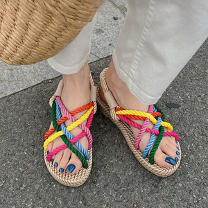 Delle donne di Estate Scarpe di <span class=keywords><strong>Corda</strong></span> Intrecciata <span class=keywords><strong>Con</strong></span> <span class=keywords><strong>La</strong></span> Tradizionale Stile Casual E Semplice Creatività <span class=keywords><strong>Sandali</strong></span> di Modo - Product Image 1