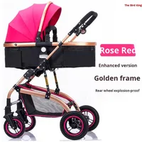 Poussette bébé High View en alliage d'aluminium, cadre métallique, 0-3 ans, légère, pliable, absorption des chocs, enfants peuvent s'asseoir et se recoucher