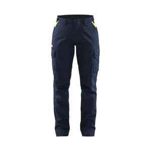 BLAKLADER - 714418328633C36 Pantalones industriales para mujer elásticos Azul marino oscuro/amarillo-PANTALÓN DE TRABAJO EAN 7330509894736 - Product Image 1