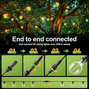 Guirnalda de Luces LED Recargables Vintage para Navidad, Bodas y Patios, Color Blanco Lechoso G50 2835SMD, Negro, IP44, Resistentes al Agua, para Exteriores, con Certificación CE - Product Image 2
